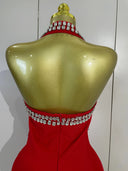 Ruby Crystal Halter Bandage Dress