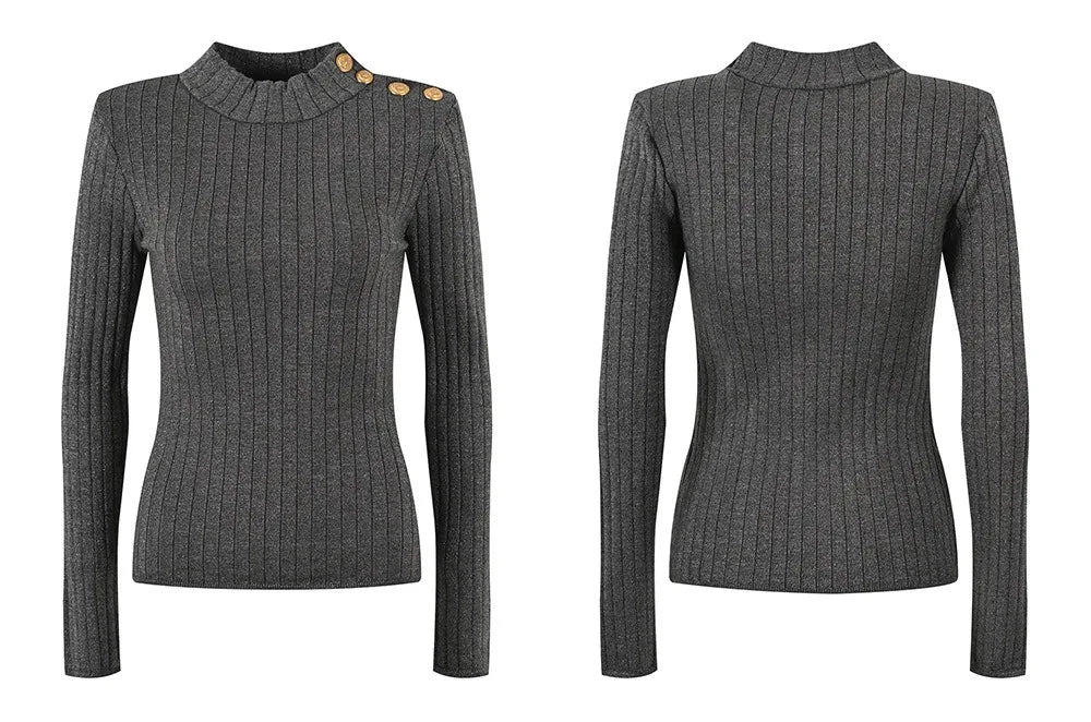 Rene Long Sleeve Wool Top in Gray