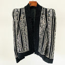 Double Breasted Black Embellished Tweed Blazer