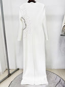 Crystal Beaded Long Sleeve Maxi Dress