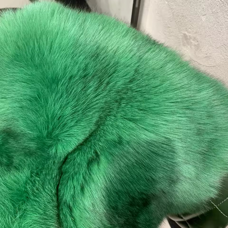 Natural Fox Fur Coat – Turn-Down Collar Classic Style