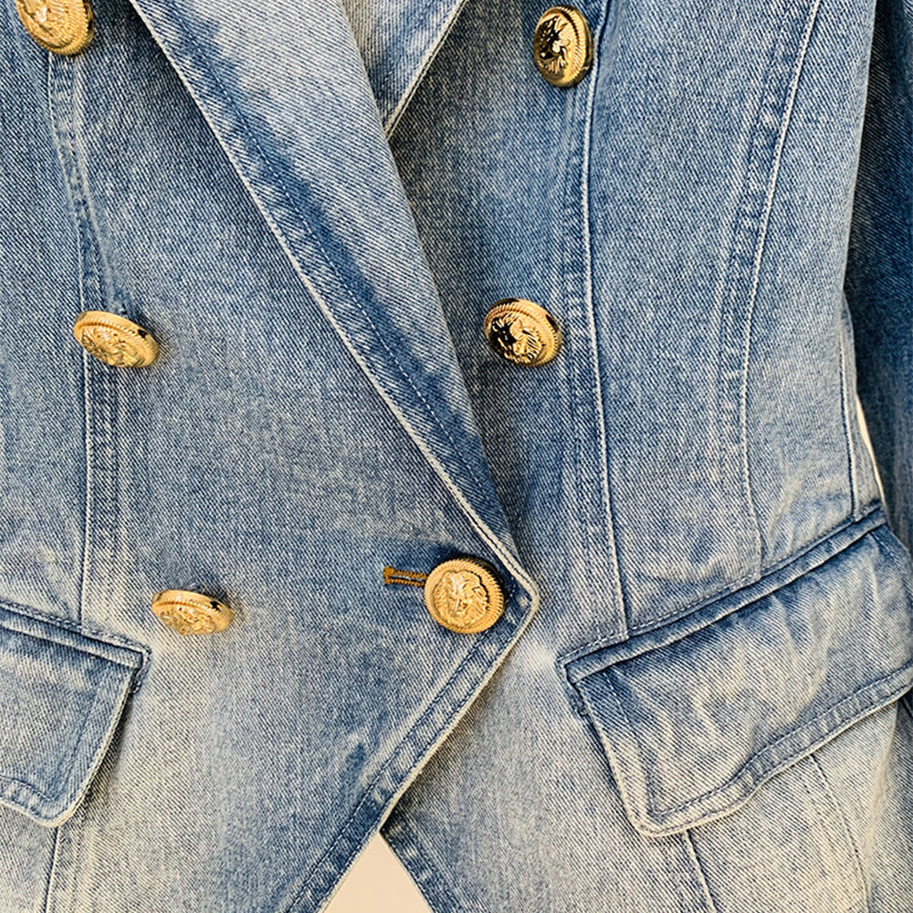 Double Breasted Denim Blazer