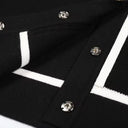 Elastic Knit Lapel Vest with Single Row Buttons