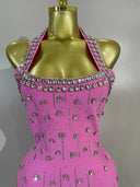 Blush Crystal Halter Bandage Dress