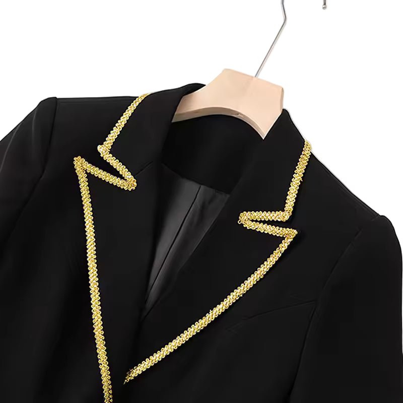 High Quality Colorblock Sequin Blazer & Mini Pencil Skirt Set
