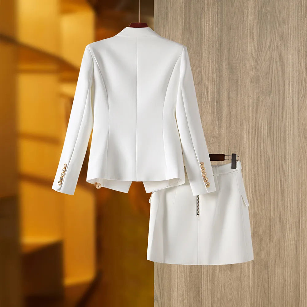 Two-Piece Skirt Set in white and black colors