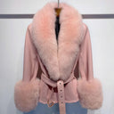 GIACCA IN VERA PELLE CON PELLICCIA DI VOLPE IN ROSA