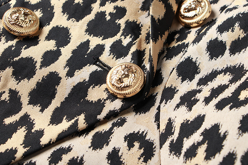 Double Breasted Leopard Trendy Blazer