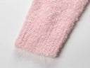 Solid Rose Accent O-Neck Long Sleeve Knit Cardigan