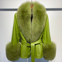 GIACCA IN VERA PELLE CON PELLICCIA DI VOLPE VERDE LIME