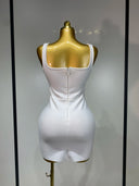 White Citrus Crystal Embellished Bandage Mini Dress