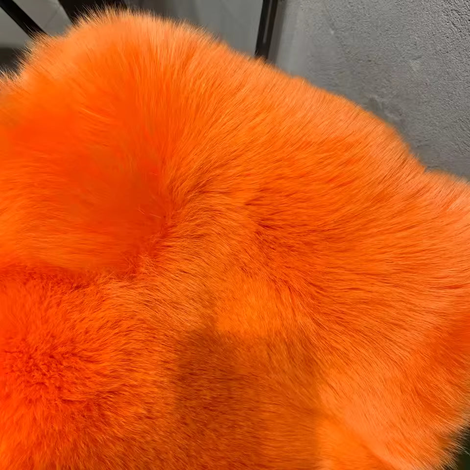 Natural Fox Fur Coat – Turn-Down Collar Classic Style