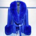 GIACCA IN VERA PELLE CON PELLICCIA DI VOLPE IN BLU REALE