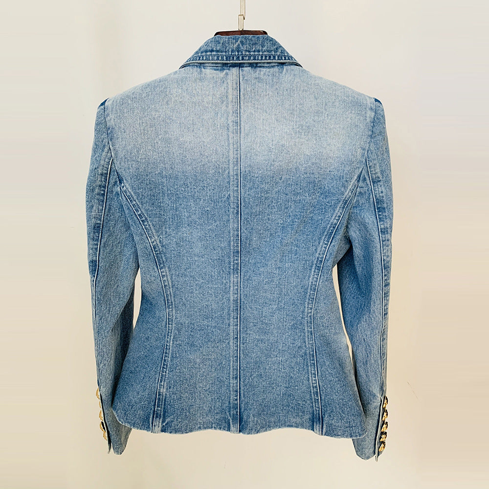 Double Breasted Denim Blazer