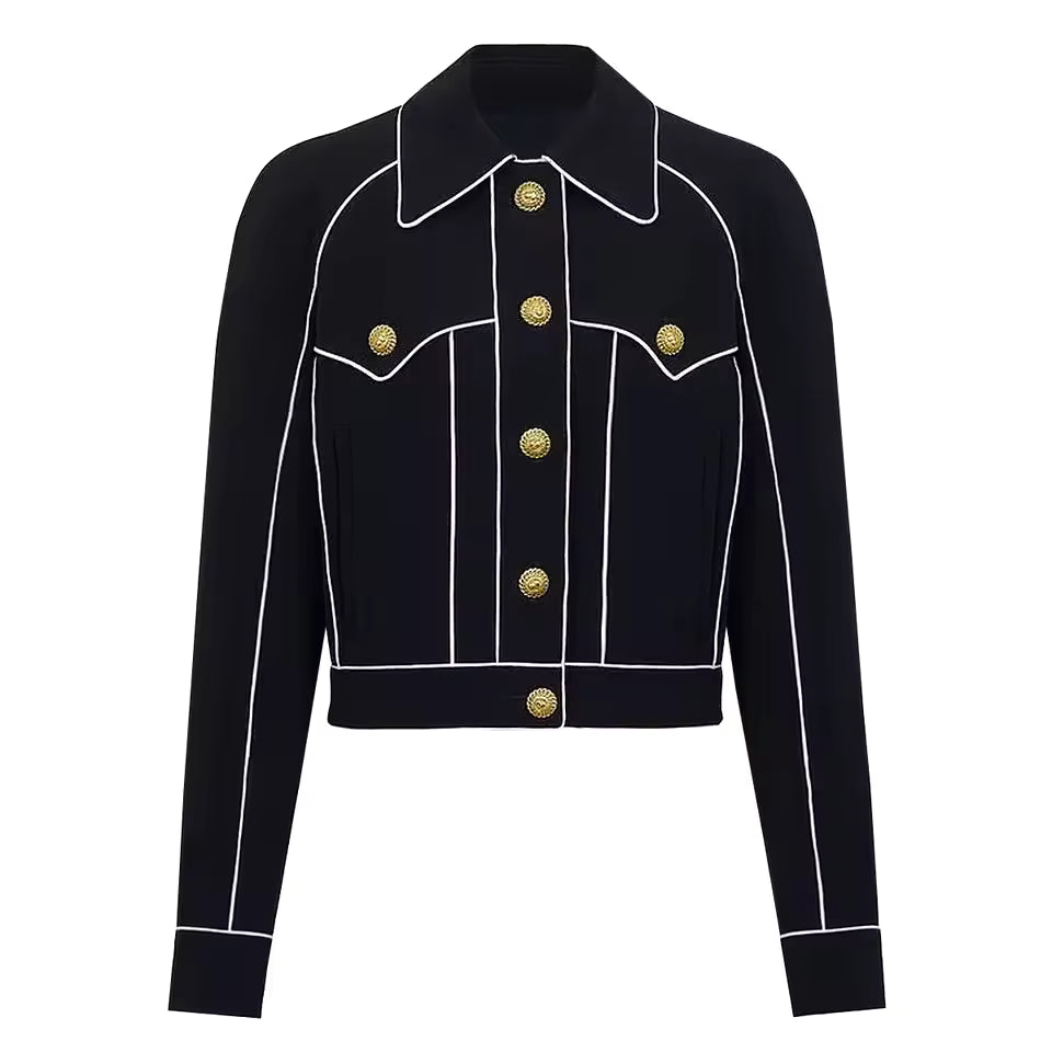 Striped Knit Polo Collar Cardigan