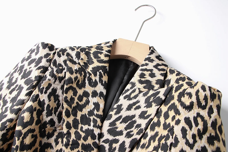 Double Breasted Leopard Trendy Blazer