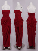 Scarlet Draped Strapless Maxi Dress
