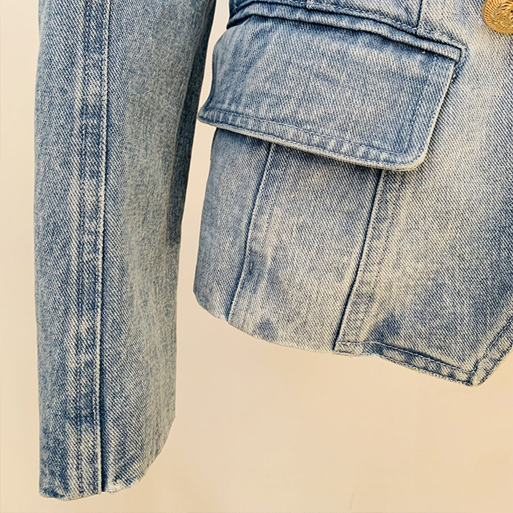 Double Breasted Denim Blazer