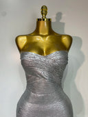 Silver Luxe Bandage Midi Dress