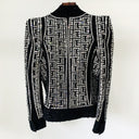 Double Breasted Black Embellished Tweed Blazer
