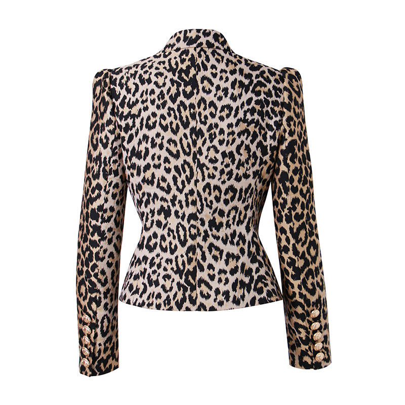 Double Breasted Leopard Trendy Blazer
