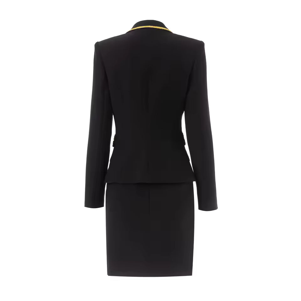 High Quality Colorblock Sequin Blazer & Mini Pencil Skirt Set