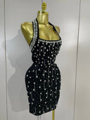 Midnight Crystal Halter Bandage Dress