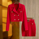 Retro Two Pieces Skirt Set in Red