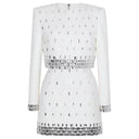 Luxurious Handmade Beaded Long Sleeve Top & Hip-Hugging Half Skirt Set