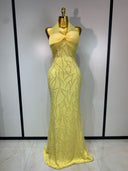 Lemon Belle Embellished Evening Gown