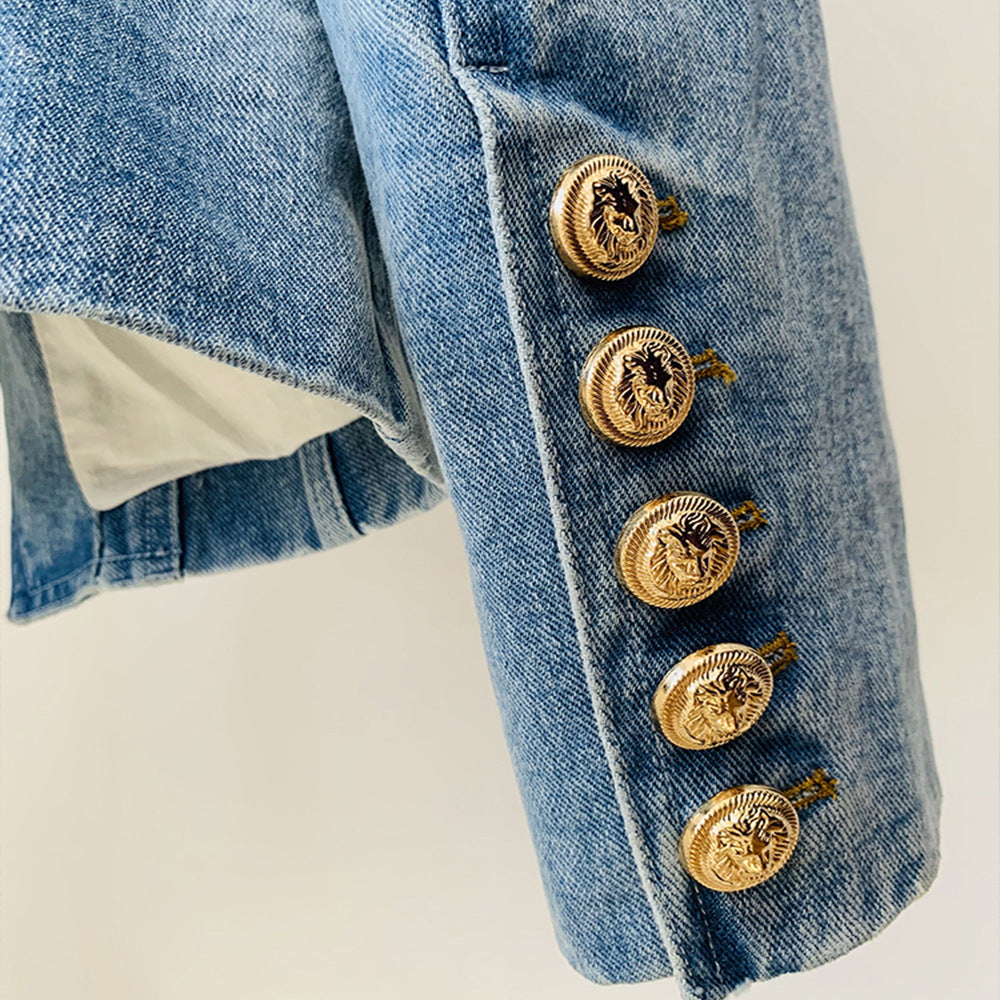 Double Breasted Denim Blazer