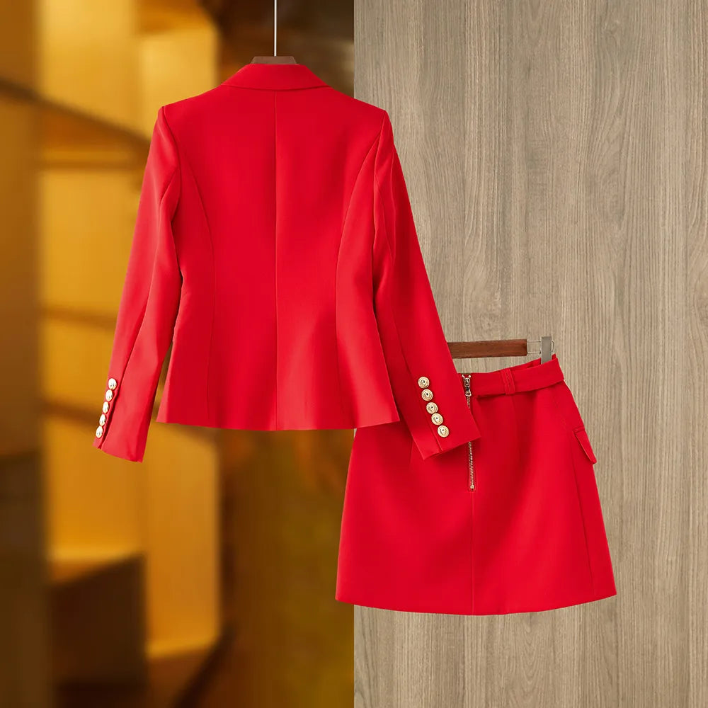 Two-Piece Skirt Set in red