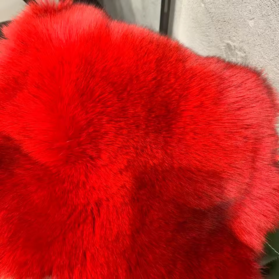 Natural Fox Fur Coat – Turn-Down Collar Classic Style