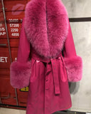 CAPPOTTO IN VERA PELLE DI VOLPE NEL COLORE FUCSIA