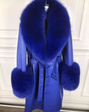 CAPPOTTO IN VERA PELLE DI VOLPE IN BLU REALE