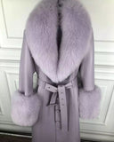 CAPPOTTO IN VERA PELLE DI VOLPE COLORE LAVANDA