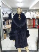 CAPPOTTO IN ALCANTARA IN PELLICCIA DI VOLPE NERA