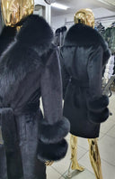 CAPPOTTO IN ALCANTARA IN PELLICCIA DI VOLPE NERA