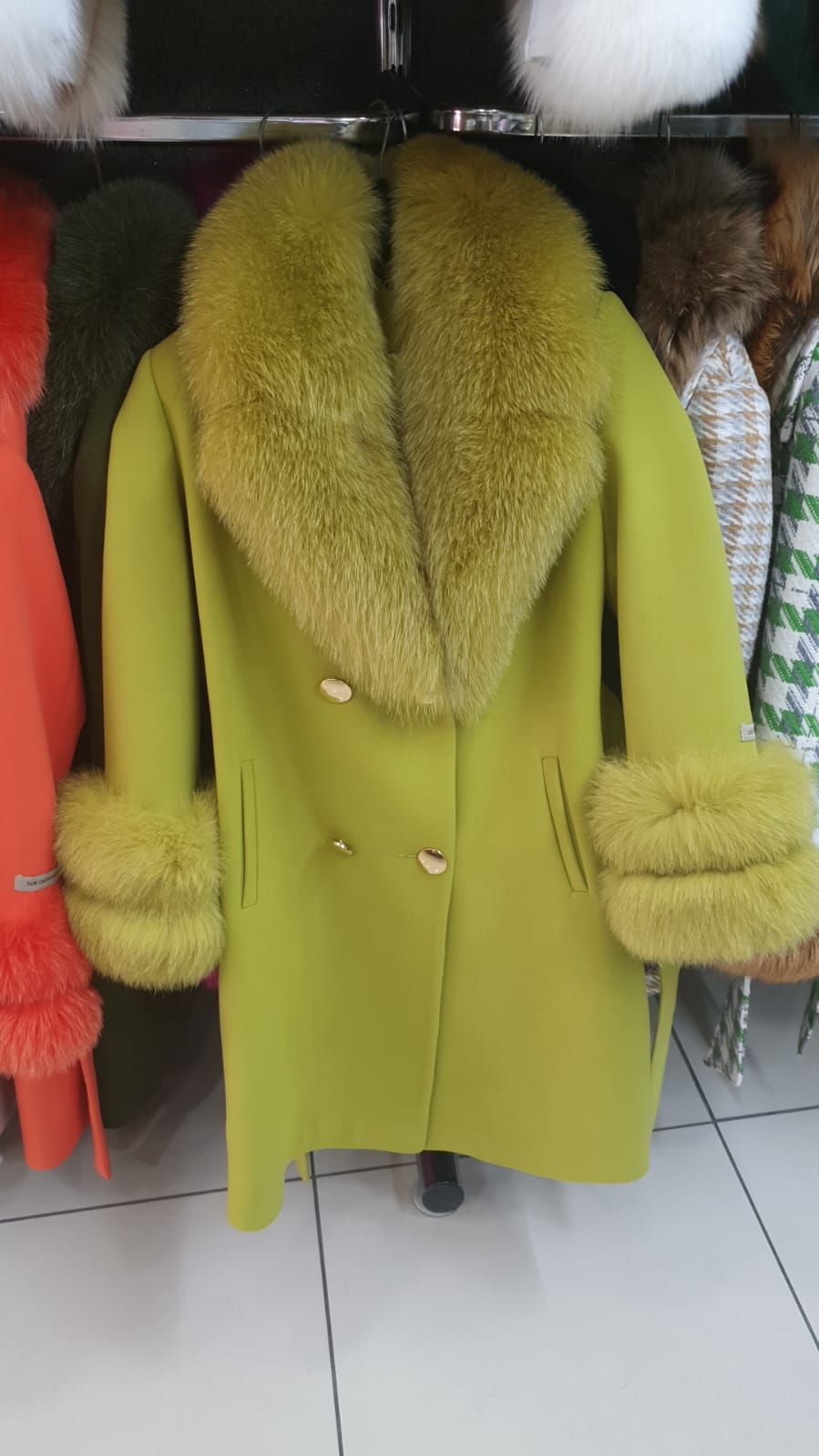 Fox Fur Cashmere Coat in light pink