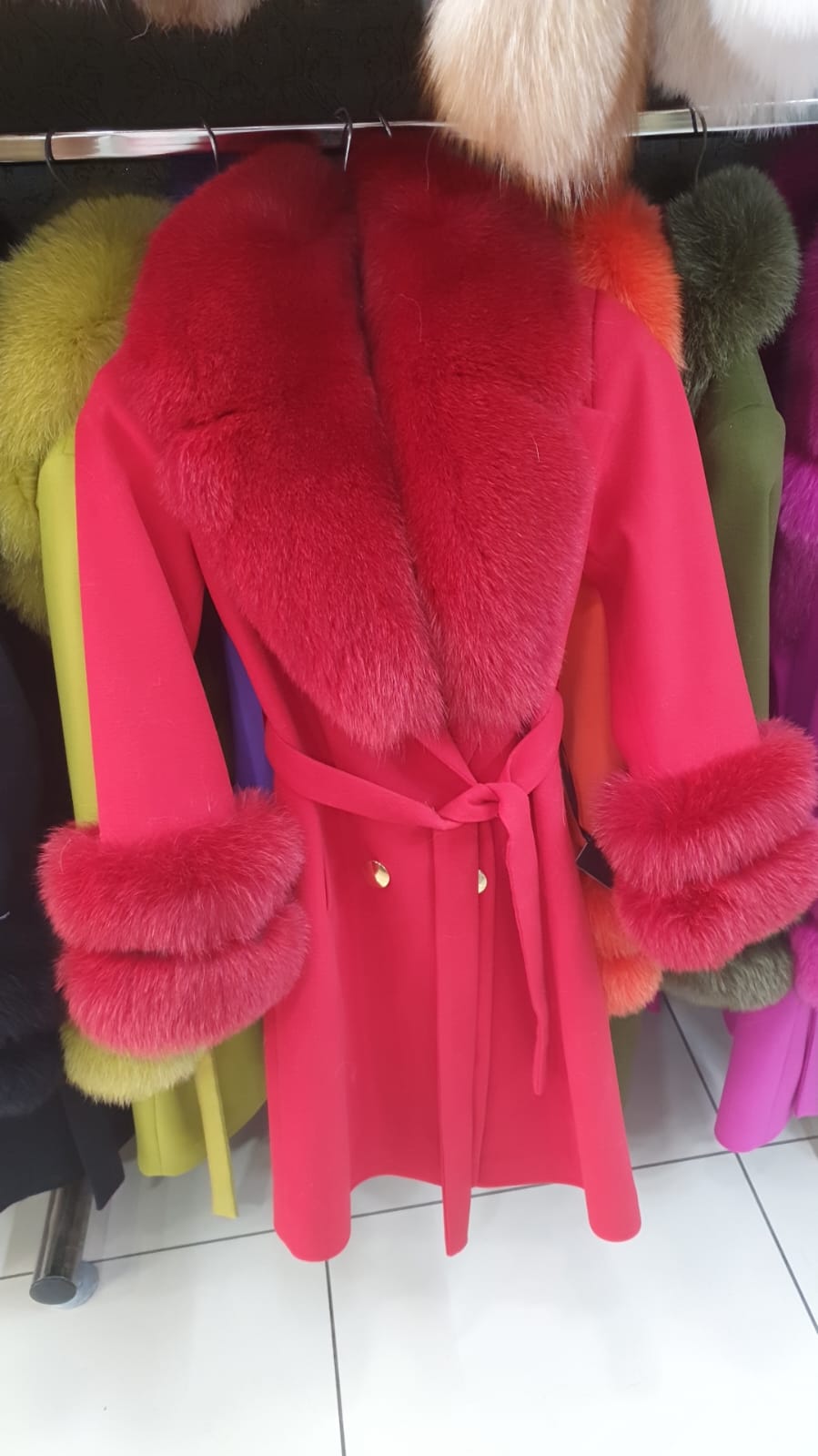 Fox Fur Cashmere Coat in light pink