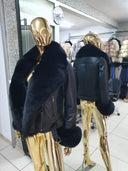 GIACCA IN VERA PELLE CON PELLICCIA DI VOLPE IN NERO