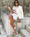 Double Breasted Blazer in White