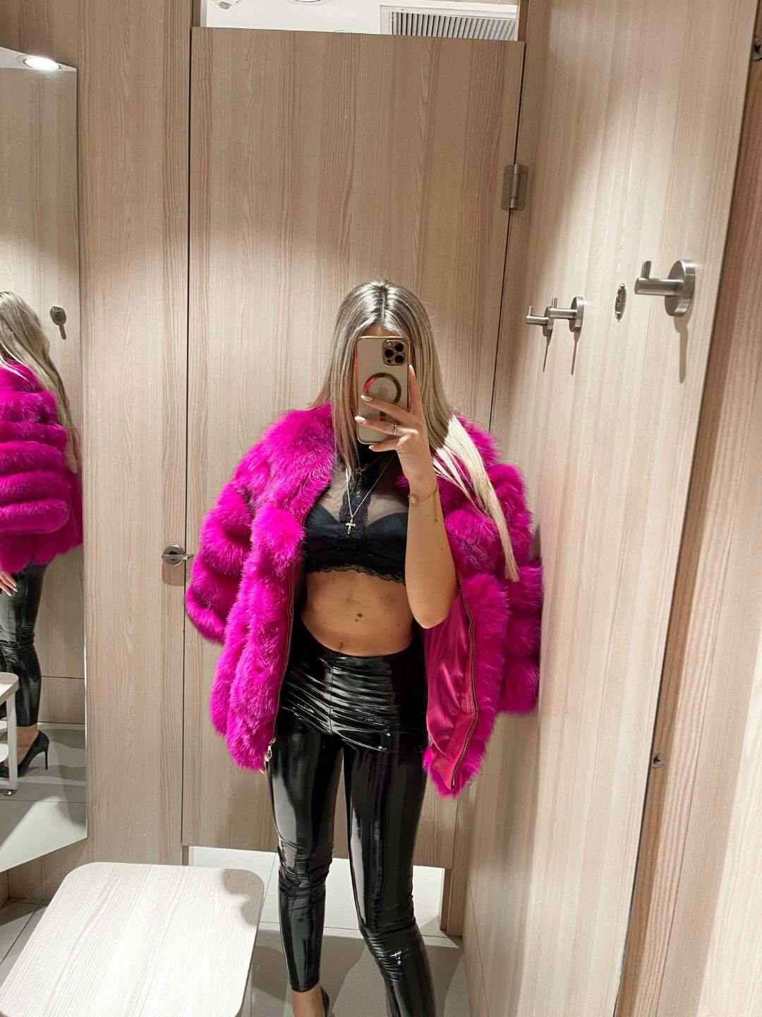 Pinky Promise Fox Fur Genuine Leather Jacket