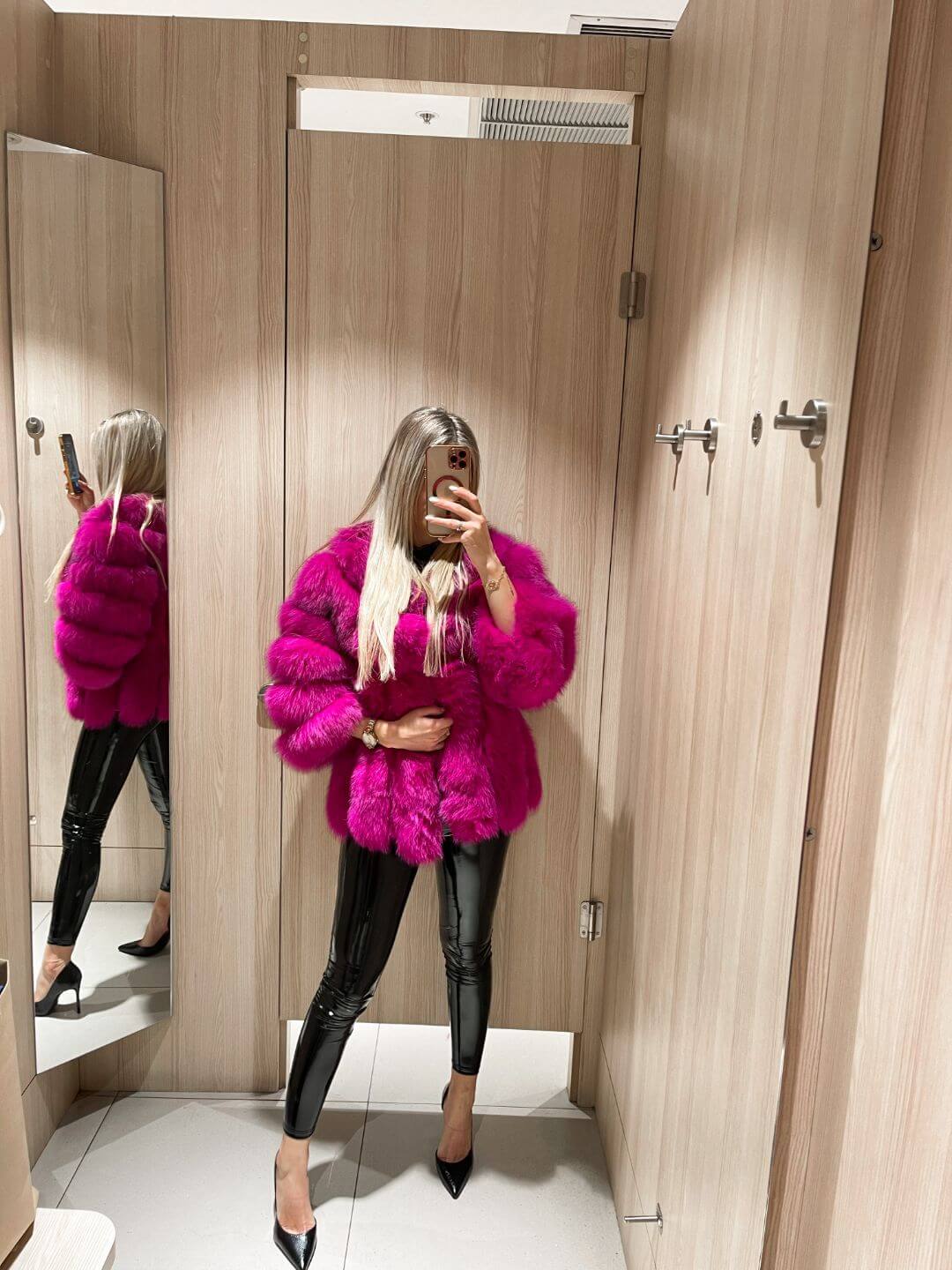 Pinky Promise Fox Fur Genuine Leather Jacket