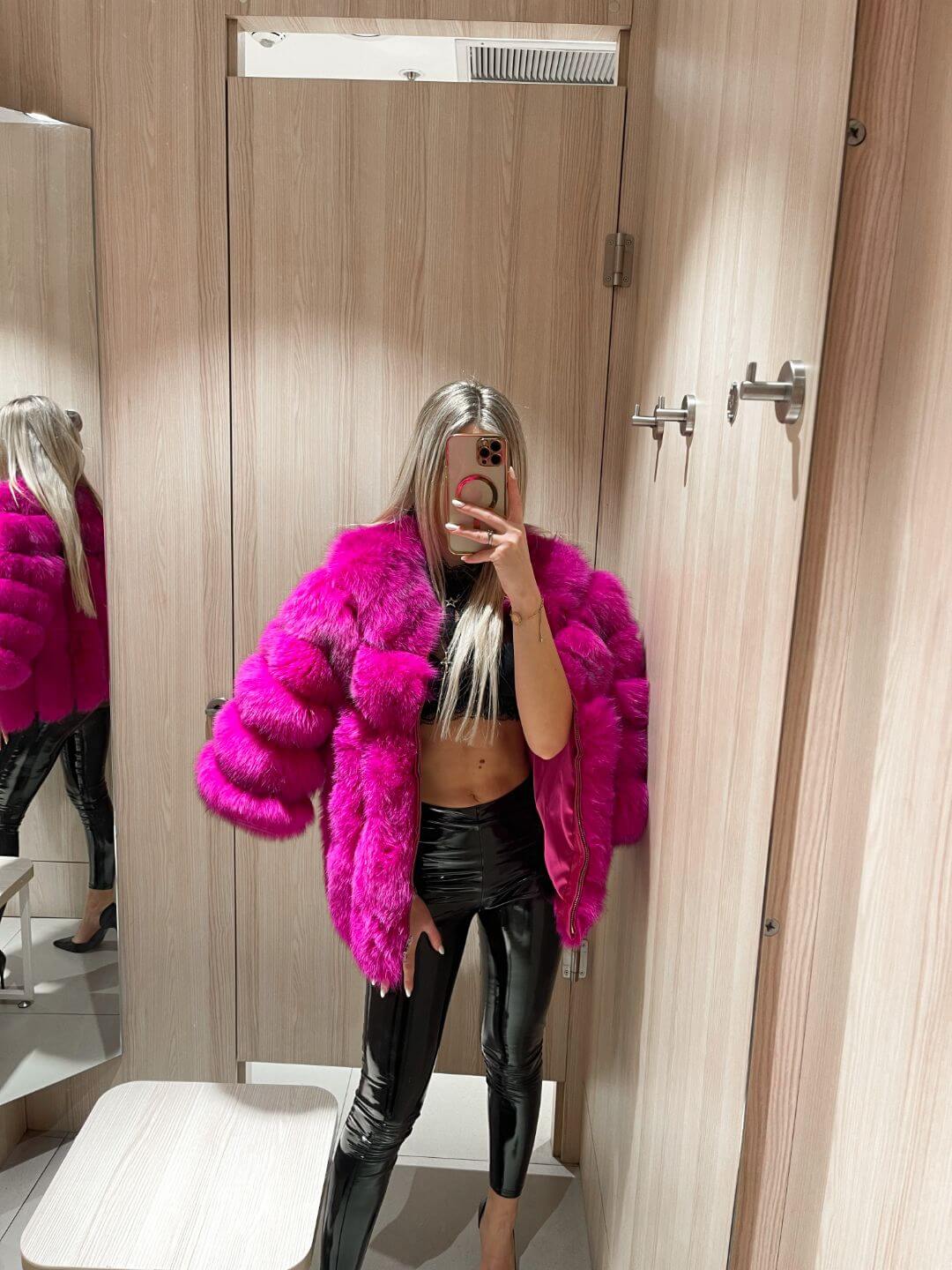 Pinky Promise Fox Fur Genuine Leather Jacket