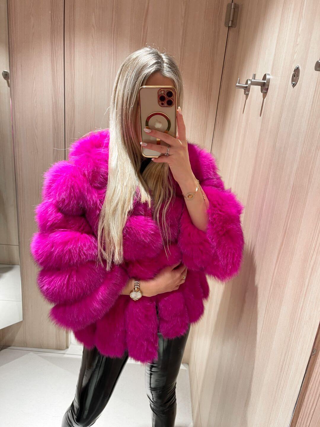 Pinky Promise Fox Fur Genuine Leather Jacket